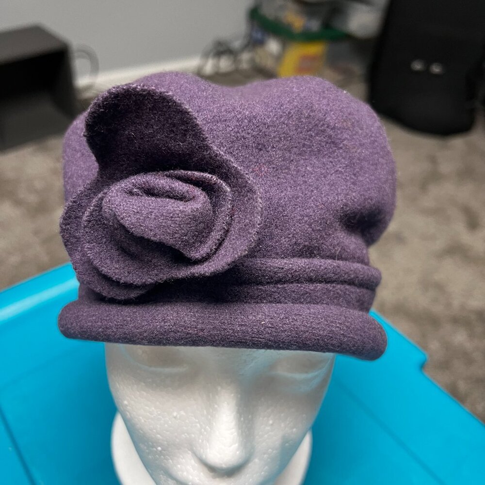 Parkhurst of Canada Pure Wool Floral Cloche Retro Hat * Purple